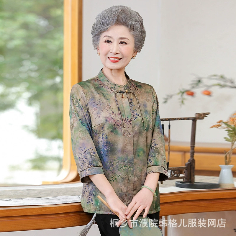 Весенняя одежда для пожилых людей бабушка рубашка новый китайский стиль