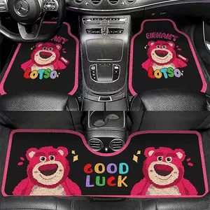 Cartoon Bear Car Mat Universal Cuttable Wear-resistant Mat Household Car Interior Dirt-resistant Easy-care Silk Loop Floor Mat