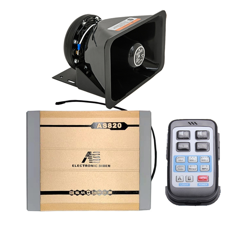 Car wireless alarm 12V car loudspeaker siren with multiple high-pitched sounds AS820GH + Black Falcon speaker