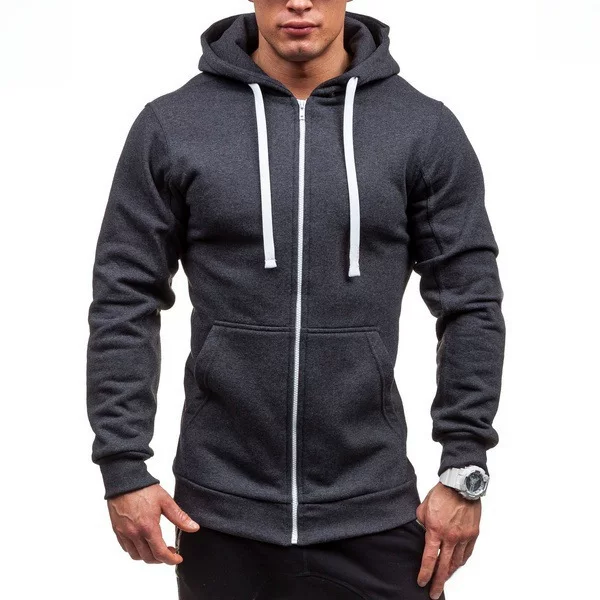 Amazon Men's Sweatshirt Pure Multi-Color Zipper Hooded Casual Men's Manufacturer First-Hand Zipper Jacket Youth Autumn and Winter