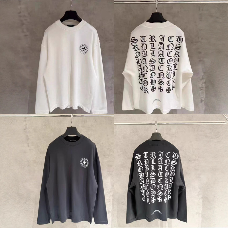 Ch Hole 25Ss Autumn and Winter New Horseshoe Printing Technology Men and Women Same Style Black and White Loose T-Shirt Ch Hole 25Ss Autumn and Winter New Horseshoe Printing Technology Men and Women Same Style Black and White Loose T-Shirt