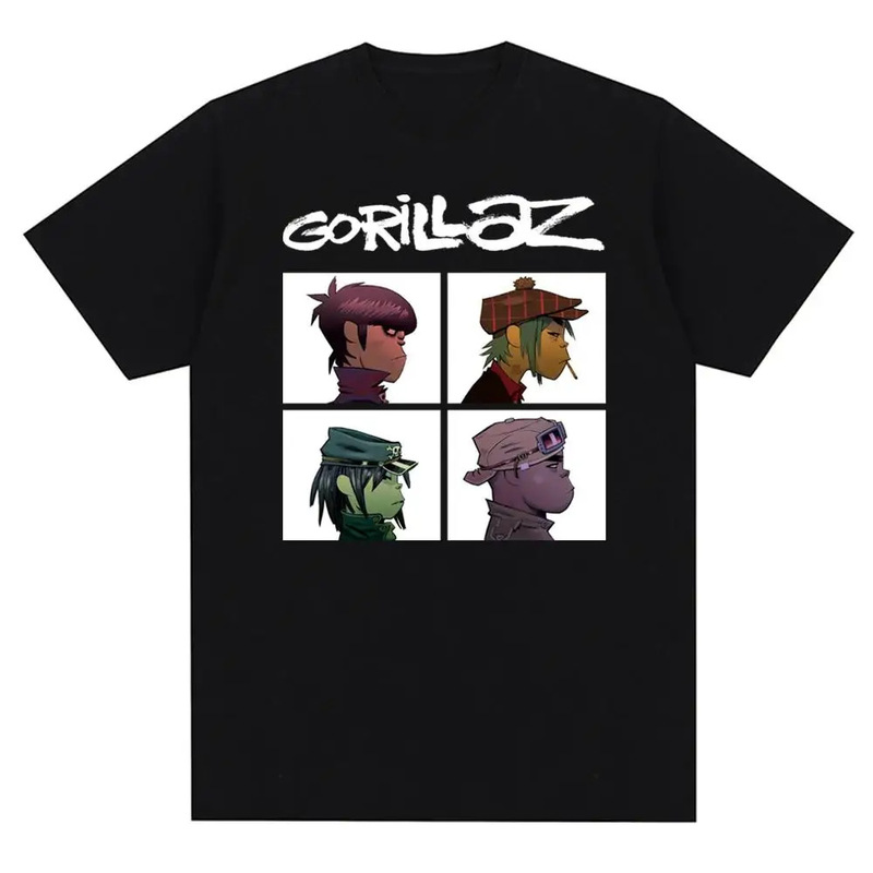 Band Gorillazs Punk Rock Print T-Shirt 90 s Casual Fashion Short Sleeve Plus Size T-Shirt