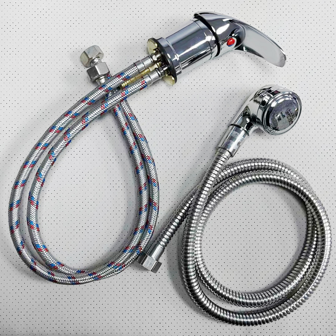Hair salon shampoo faucet, hair salon shampoo bed hot and cold faucet switch with showerhead hose, shower bed accessories Application Scenario