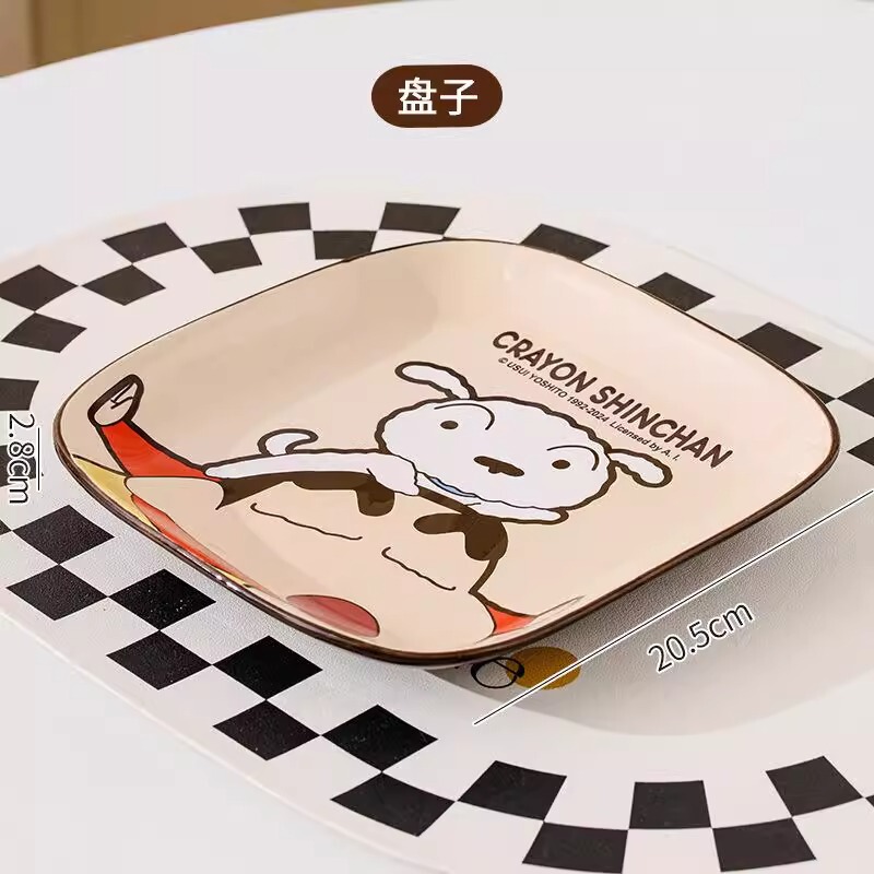 クレヨンしんちゃん陶器食器正方形丼高価値食器セット家庭用漫画子供用食器ボウルとスプーン|undefined