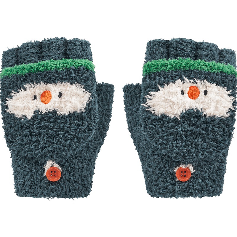 Guantes de árbol KK para niños otoño y invierno niños y niñas medio dedo plegable de hilo caliente medio guante de escritura de terciopelo para estudiantes de primaria