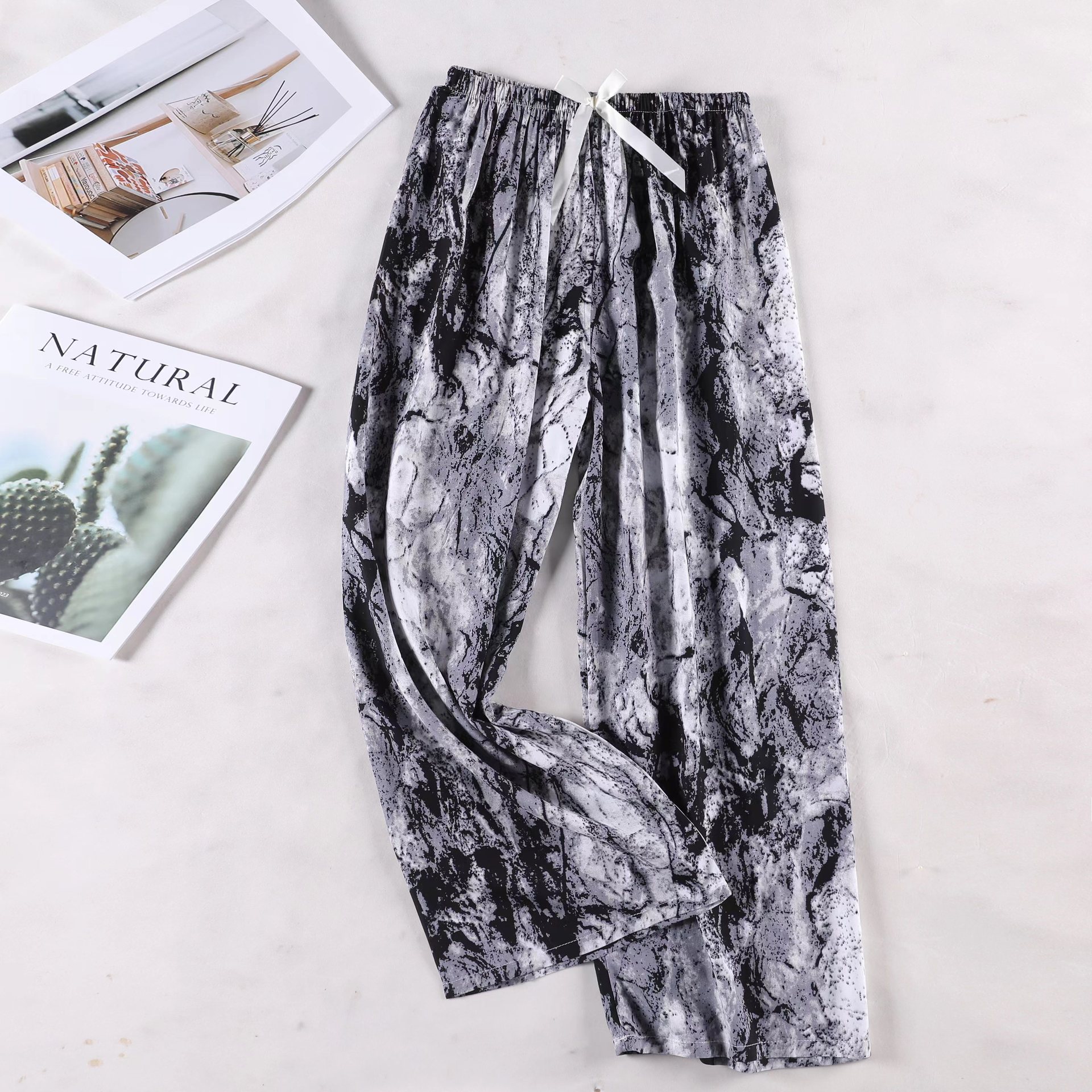 Pantalones de pijama de algodón de verano sueltos para mujeres embarazadas pantalones de piernas anchas colgantes sensación de nueve pantalones para el hogar se pueden usar fuera