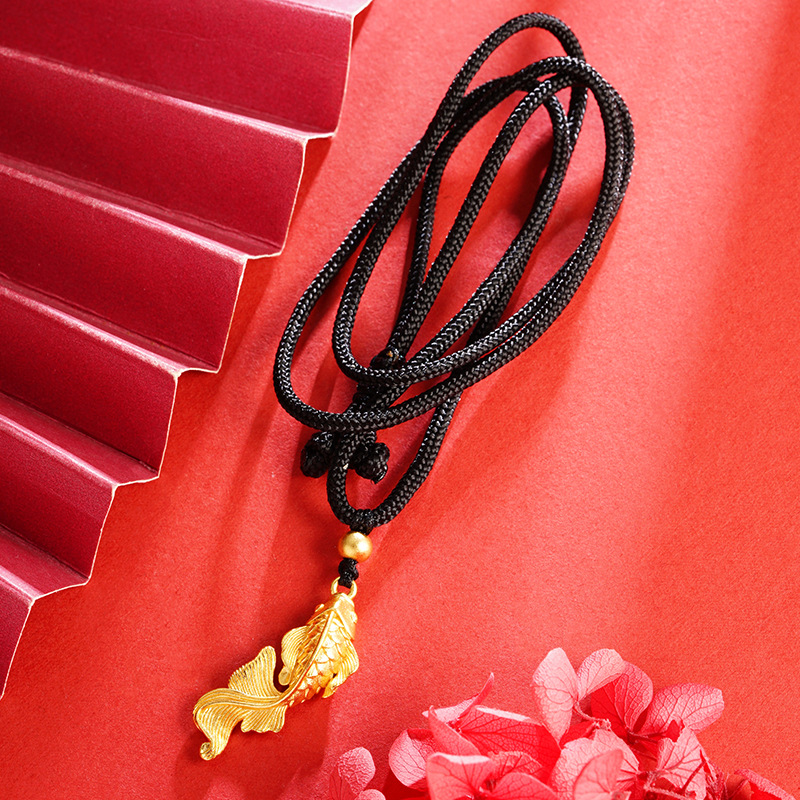 Big Fish Begonia trenzado cuerda colgante nacional retro Vietnam arena oro koi collar joyería de la aleación de cobre no se desvanece durante mucho tiempo