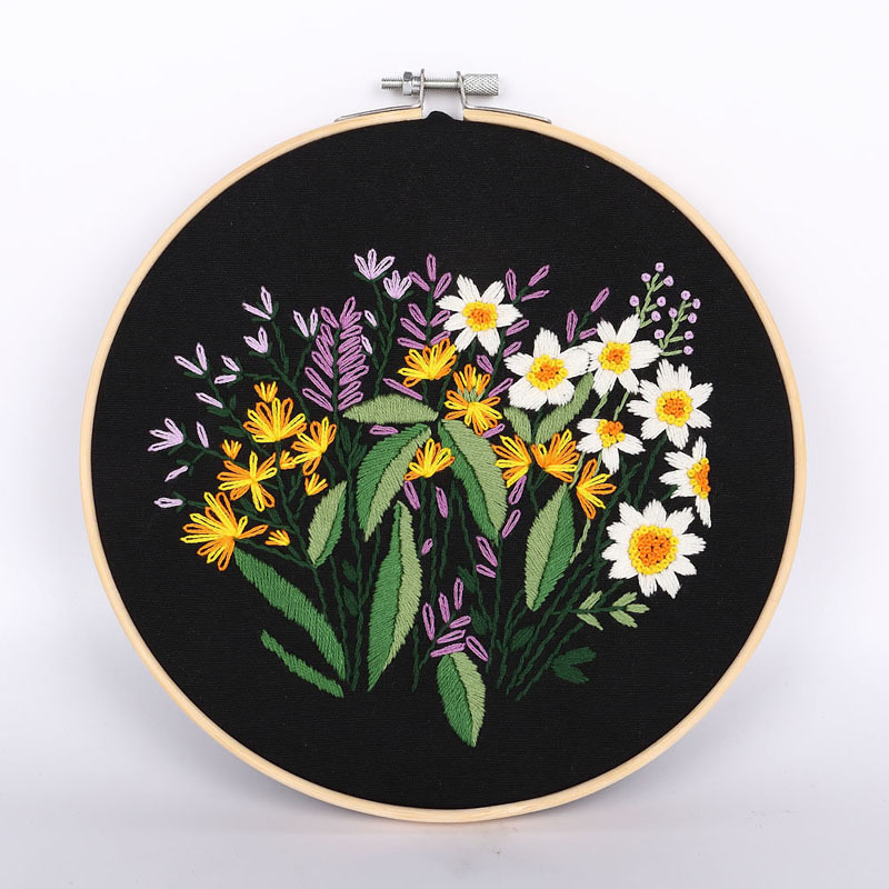 Paquete de material de bordado hecho a mano de bricolaje de estilo europeo auto-bordado girasol hierba planta flor serie