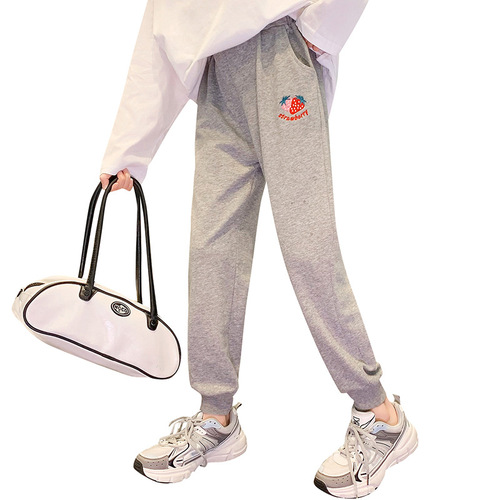 Girls' pants spring 2024 new children's sweatpants sweatpants medium and large children's casual pants loose elastic pants
