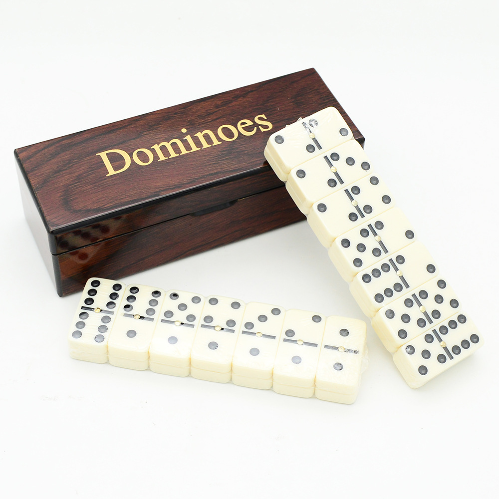 Domino28片密胺多米諾骨牌盒裝室內桌遊木質包裝棋牌遊戲玩具雙六