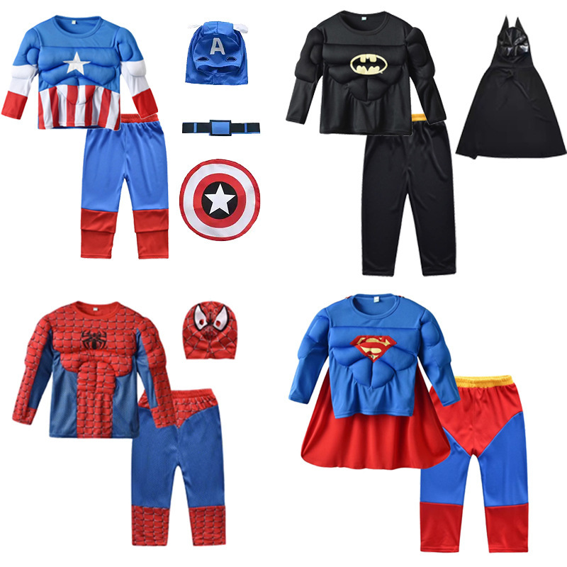 Halloween cospaly Costume Kids Captain America Spiderman Batman Superman Split Muscle Clothes Halloween cospaly Costume Kids Captain America Spiderman Batman Superman Split Muscle Clothes
