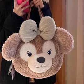 可爱大容量毛绒包包女韩系新款棕色小熊大脸包时尚卡通斜挎单肩包