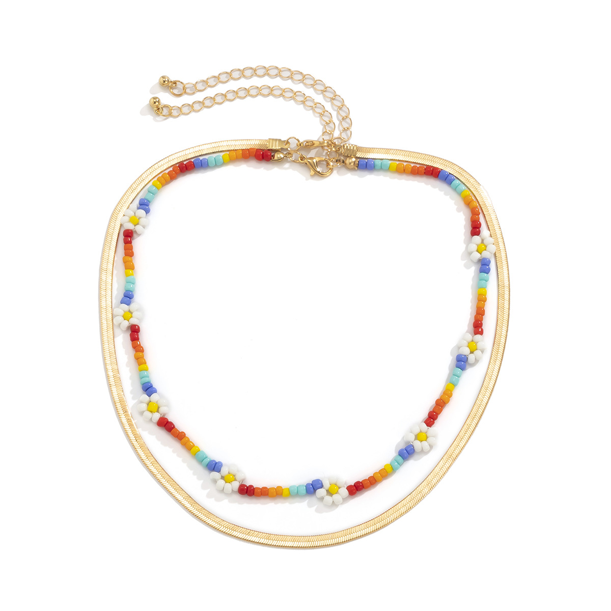 Retro Bohemian Hit Color Daisy Miyuki Beads Woven Necklace Wholesale Nihaojewelry display picture 3