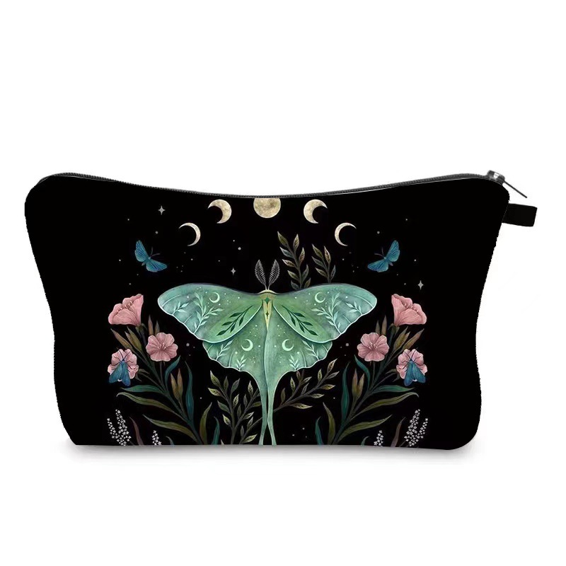 Transfronterizo Amazon nuevo maquillaje pintado bolsa de impresión de lino impermeable doble cara bolsa de almacenamiento