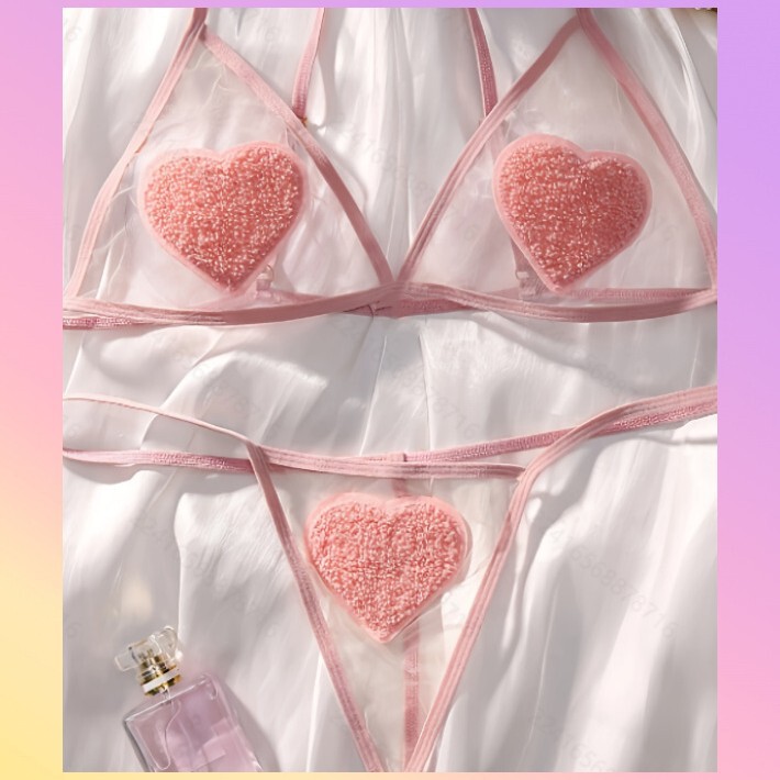 European and American New Valentine's Day Multi-Color Sexy Underwear Sexy Mesh See-Through Love Suspender Temptation Suit Amazon