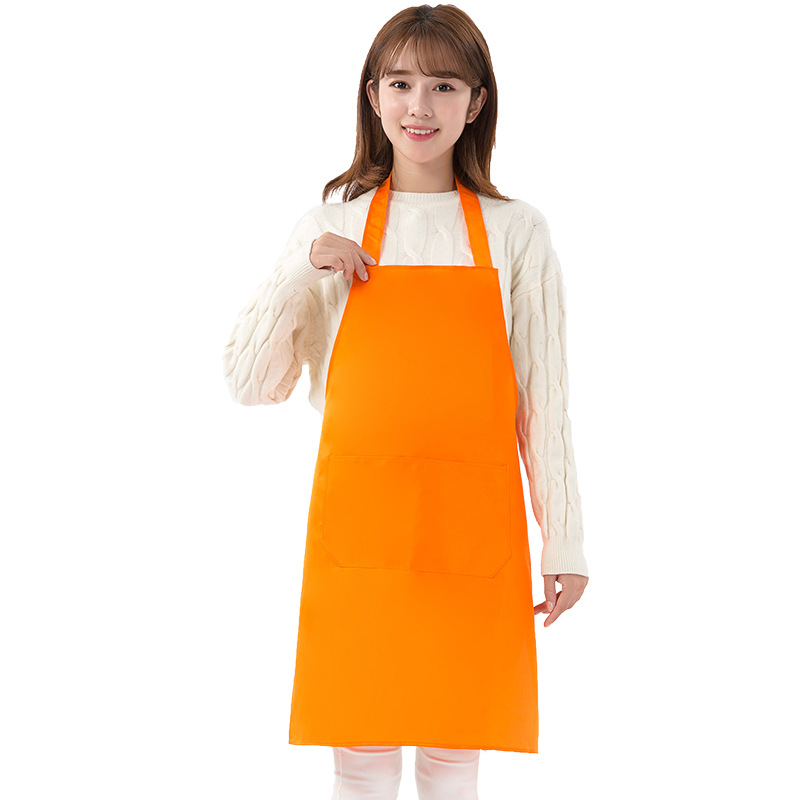 Delantales de cocina de poliéster con logo impreso, resistentes al agua, anti-manchas de aceite, para catering y trabajo, venta directa de fábrica.