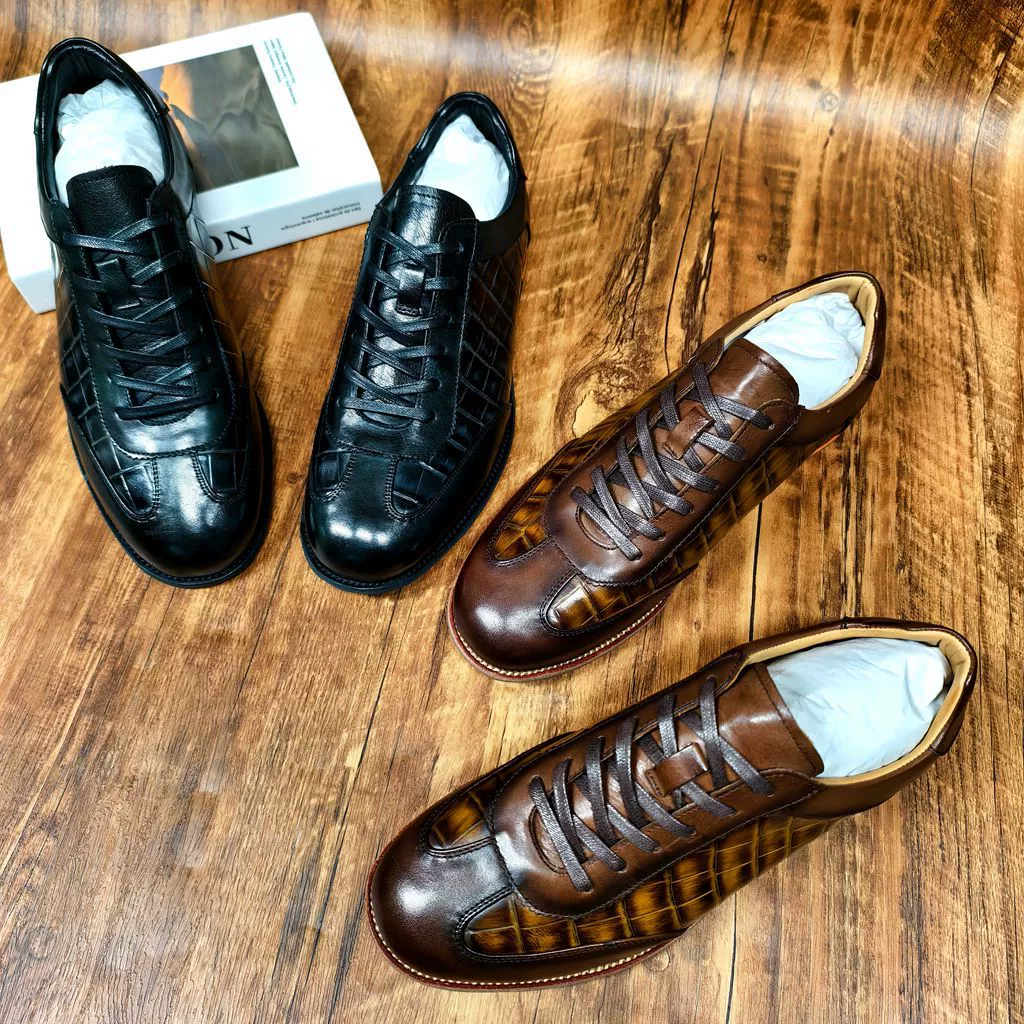 Повседневные ретро-кроссовки из состаренной кожи, универсальные, легкие, дышащие, на плоской подошве, спортивно-деловые кожаные туфли, двойного назначения для бизнеса и отдыха.