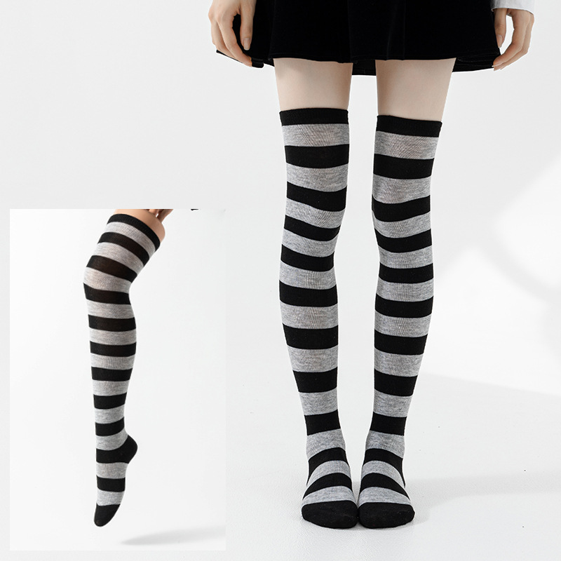 Calcetines Largos Bucaneras a Rayas para Mujer de Poliéster y Spandex, Absorción del Sudor, para Cosplay image 16