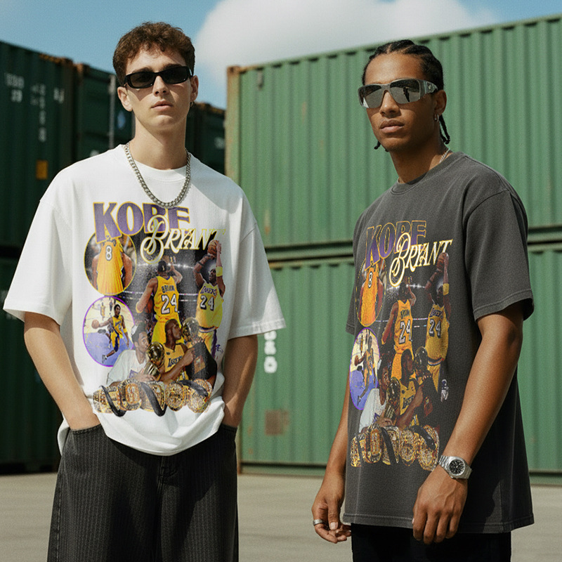 BC Kobe Black Mamba Kobe O'Neill American Print Short Sleeve T-Shirt Vintage Washed Dressed Cotton Top BC Kobe Black Mamba Kobe O'Neill American Print Short Sleeve T-Shirt Vintage Washed Dressed Cotton Top