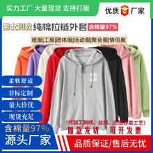 秋冬季纯棉毛圈加厚连帽拉链开衫卫衣工作服班服批发印字logo运动