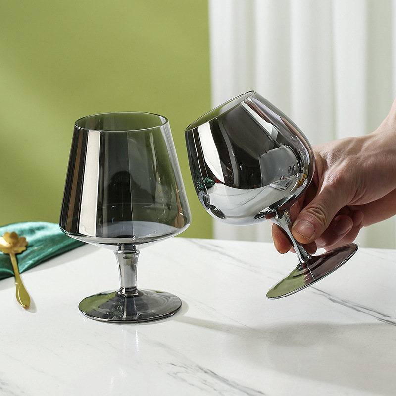 Vidrio de cristal negro galvanizado copa de brandy copa de vino copa de champán gris ahumado copa de vino tinto bar copa ktv
