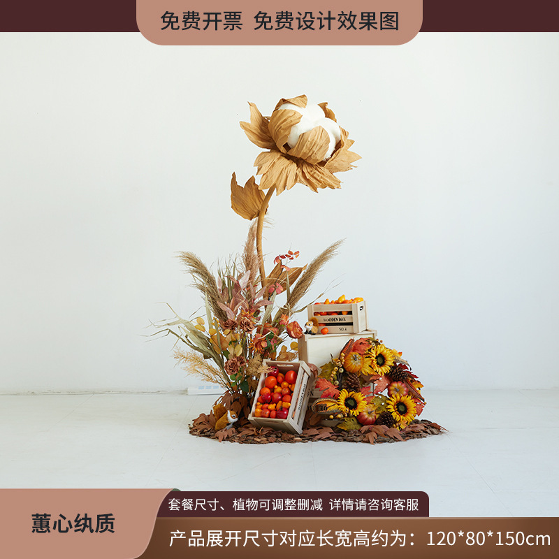 植物造景假绿植棉花云朵芦苇干花装饰直播间秋冬橱窗场景布置日暖|undefined