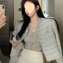 珍珠扣小香风外套女春秋新款法式设计感小众宽松短款气质上衣