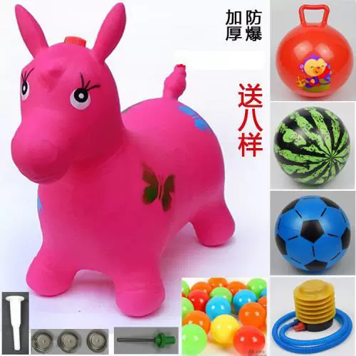 Inflatable toy for jumping, music pony, increased thickness