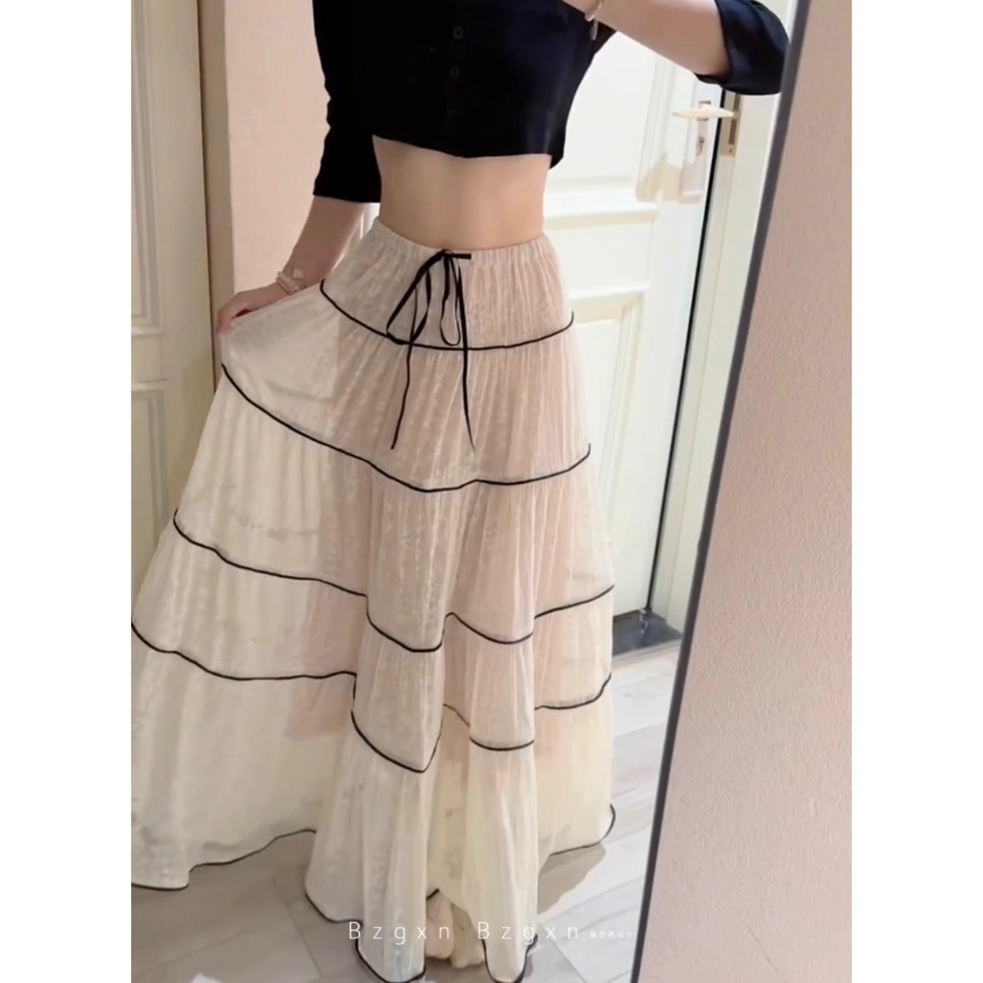 [Original Style, Lace Embroidery, Lined, Elastic Waist] Quiet Luxury Style Lace Elegant Skirt