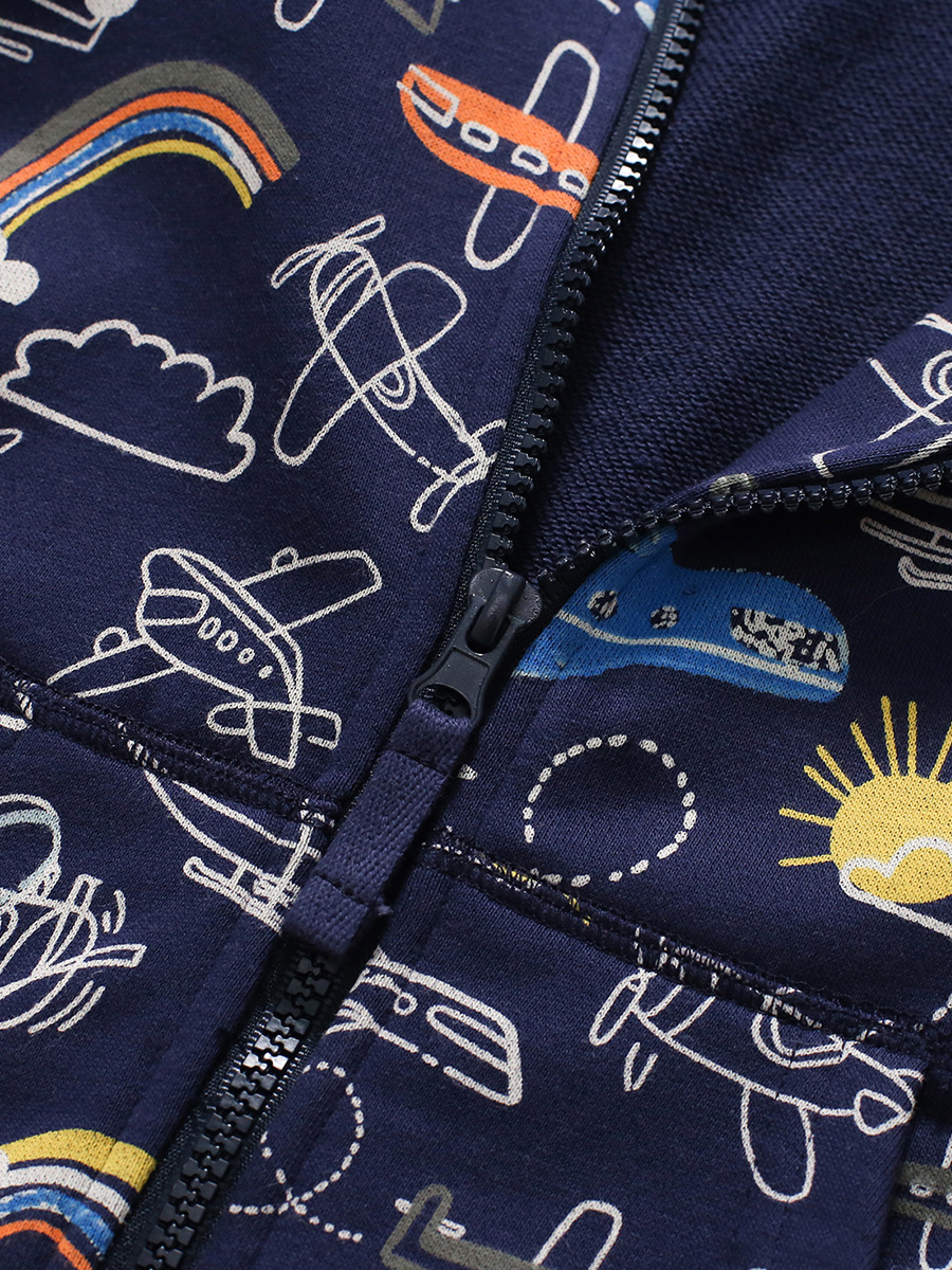 Pequeño Maven niños abrigo otoño niños abrigo estilo europeo y americano cremallera Camisa con capucha dibujos animados niños abrigo