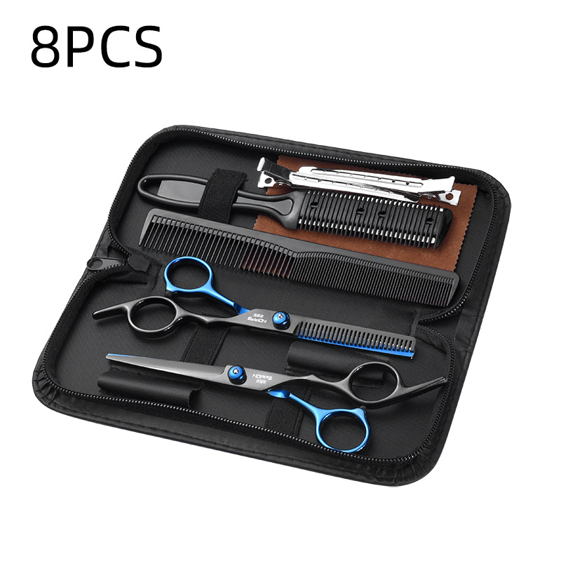 Tijeras de pelo de peluquería de acero inoxidable traje especial herramientas tijeras de dientes planos tijeras adelgazamiento flequillos al por mayor