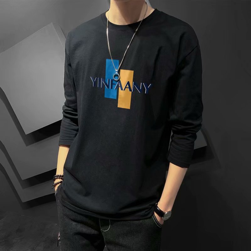 2024 otoño verano camiseta de manga larga para hombre estilo coreano estilo delgado con camisa de fondo ropa de otoño marca de moda ropa interior interior