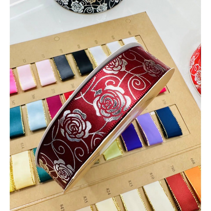 2,5 cm de ancho rosa plateada Lolita hecha a mano DIY cinta caja de regalo de paquete de joyería cinta de soporte