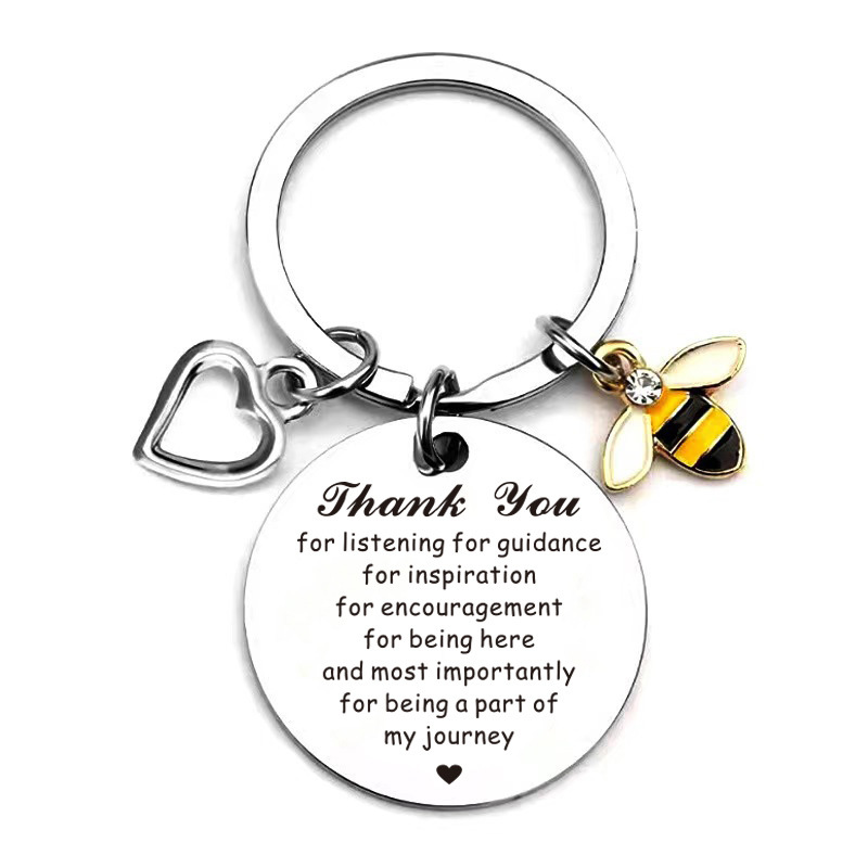 Transfronterizo caliente Bee Love Metal creativo llavero de acero inoxidable Día del Maestro Día de San Valentín regalo de Navidad