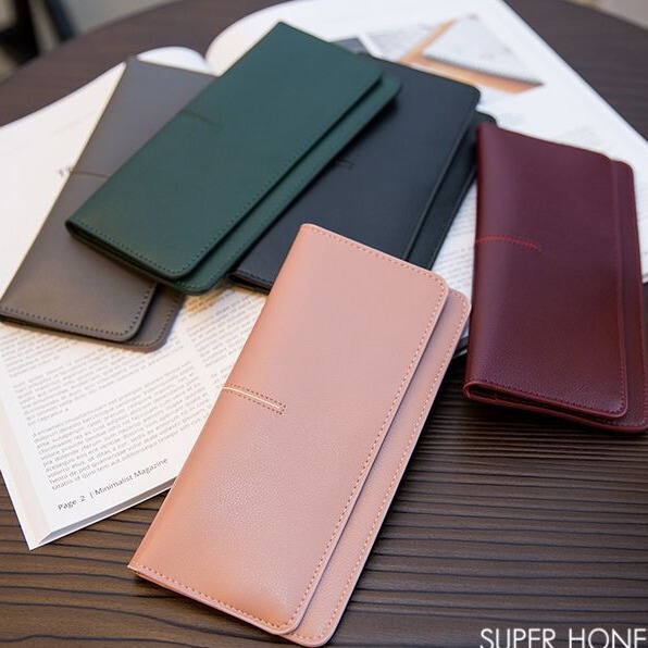 European and American Big Brand Simple Ultra-thin Long Leather Wallet Women's Genuine Leather Feel New Style Elegant Buckle Card Holder Soft Wallet