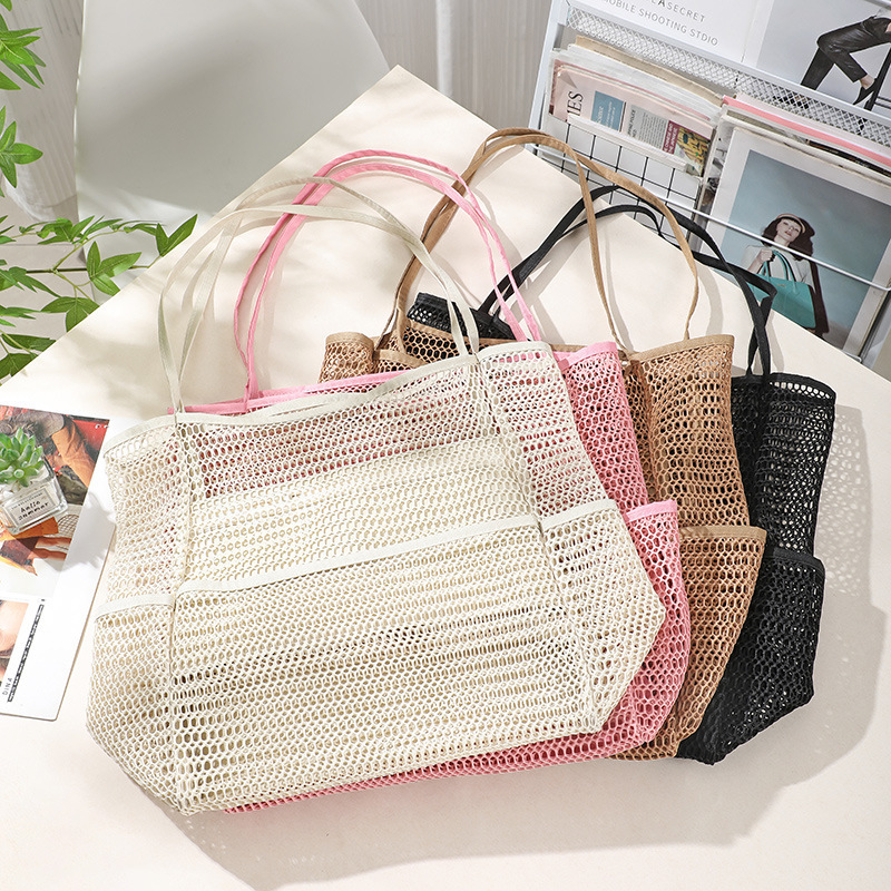 Bolsa de playa de explosión transfronteriza portátil de gran capacidad bolsa de malla de viaje al aire libre de un solo hombro bolsa de almacenamiento de baño de playa