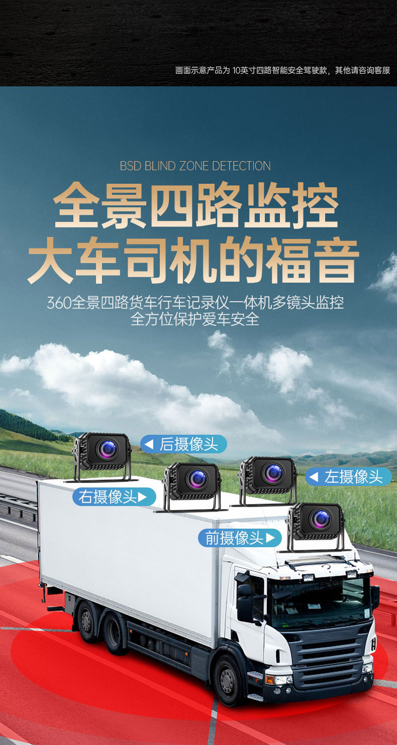 Truck Driving Recorder Front and Rear Dual Camera Gps Remote Four-Way Monitoring 24V High-Definition Reversing Image All-In-One Machine