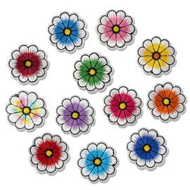 跨境热卖多色菊花刺绣布贴熨烫补丁贴服装辅料DIY鞋帽包绣花章仔