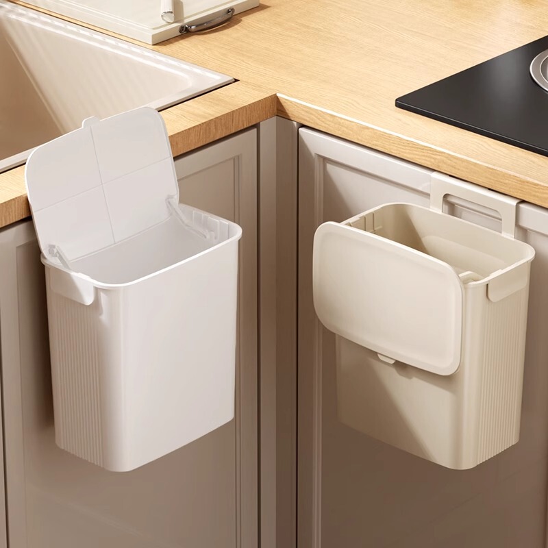 Wall-Mounted Kitchen Trash Can, No Bending Required, for Home Use, Specifically for Cabinet Doors, Kitchen Waste Storage Bin, Bathroom Toilet Paper Basket Wall-Mounted Kitchen Trash Can, No Bending Required, for Home Use, Specifically for Cabinet Doors, Kitchen Waste Storage Bin, Bathroom Toilet Paper Basket