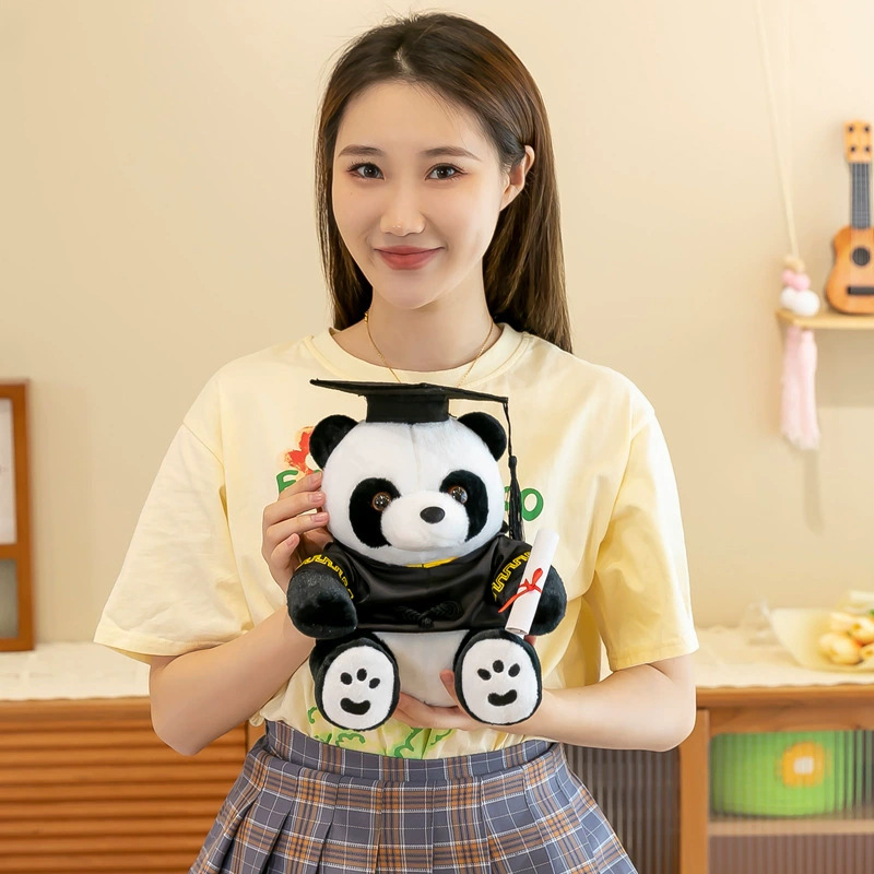 Graduación doctor panda peluche juguetes panda gigante muñecas de graduación logotipo impresa recuerdos muñecas de regalo