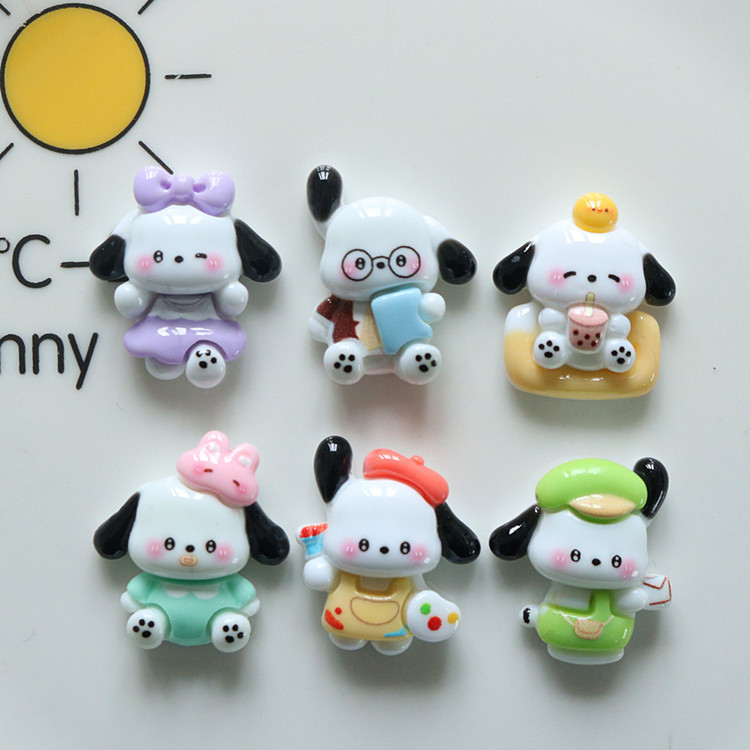 Bright face puppy cartoon resin small doll jewelry accessories wholesale children's hairpin ornaments hole shoes decorative materials