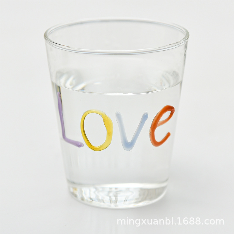 Pintado a mano de letras de colores graffiti vidrio ins borosilicato de vidrio resistente al calor taza de jugo taza de café taza de leche