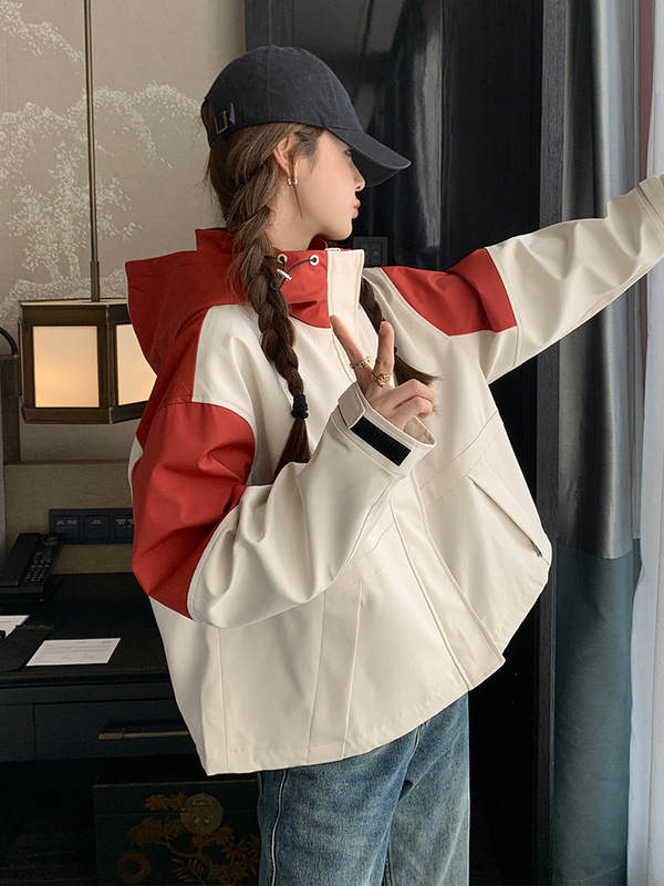独特高级超好看撞色冲锋衣2025新款小个子短款工装夹克外套女春秋|undefined