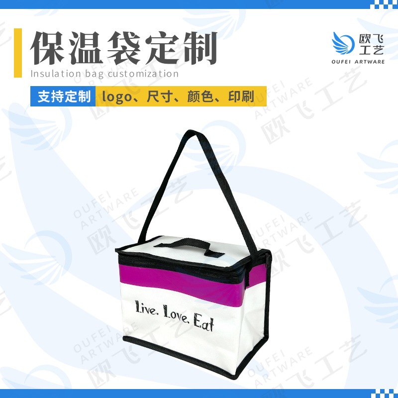 跨境提手肩带两用保温包覆膜无纺布珍珠棉户外露营午餐包保温保冷