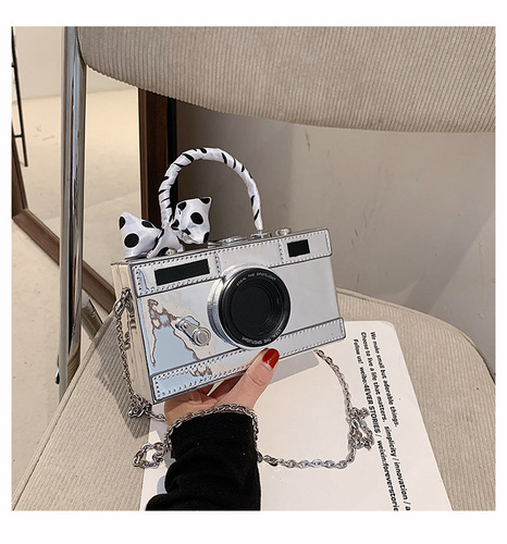  new style bags women's bags ribbon hand box camera bag ins Korean version trendy laser chain small square bag