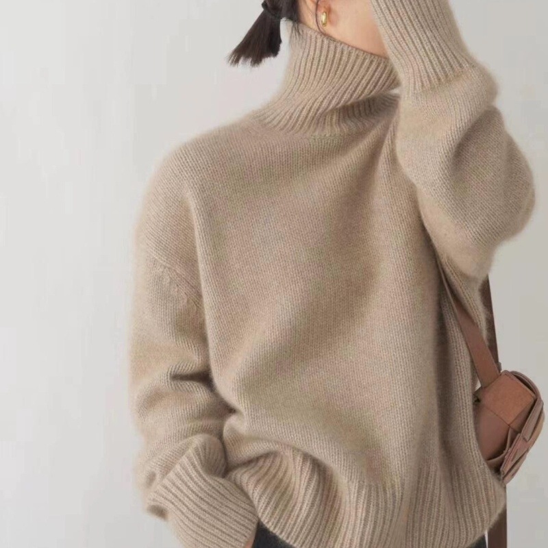 European and American Cross-border Autumn and Winter Thick Turtleneck Women's Loose All-match Knitted Pullover Sweater Lazy Style Base Shirt for Women European and American Cross-border Autumn and Winter Thick Turtleneck Women's Loose All-match Knitted Pullover Sweater Lazy Style Base Shirt for Women