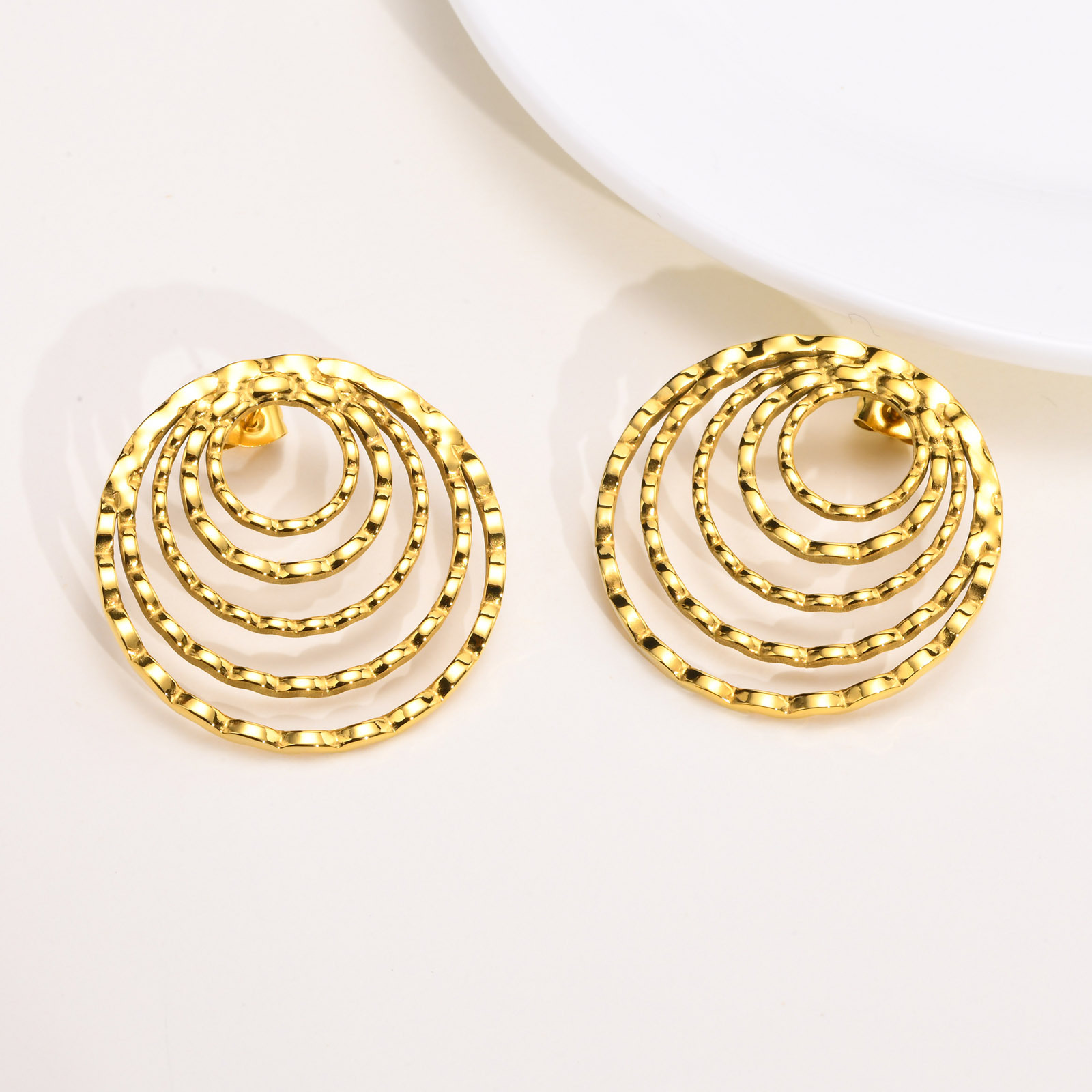 1 Paire Style Simple Ovale Acier Inoxydable Placage Boucles D'oreilles display picture 5