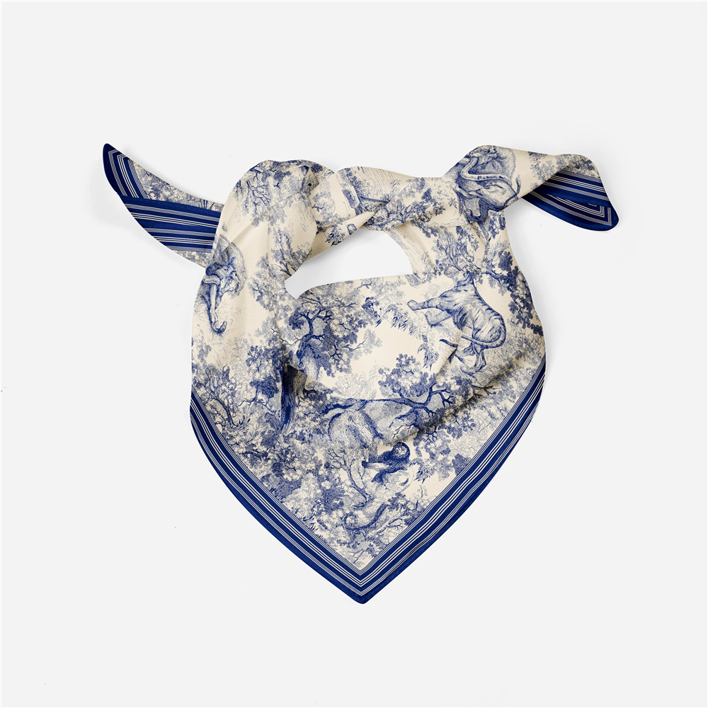 82g Weight Silk Scarf Classification Daily Occasion Satin Material Animal, Plant Pattern Summer, Spring Season Women's Gender Printing Design Simple Style Style Women's Simple Style Animal Plant Satin Printing Silk Scarf 4