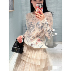 Nanyou Haute Couture 25SS 初春新作ヘビーデューティ花柄刺繍ウールモヘアラウンドネック長袖セーター薄手