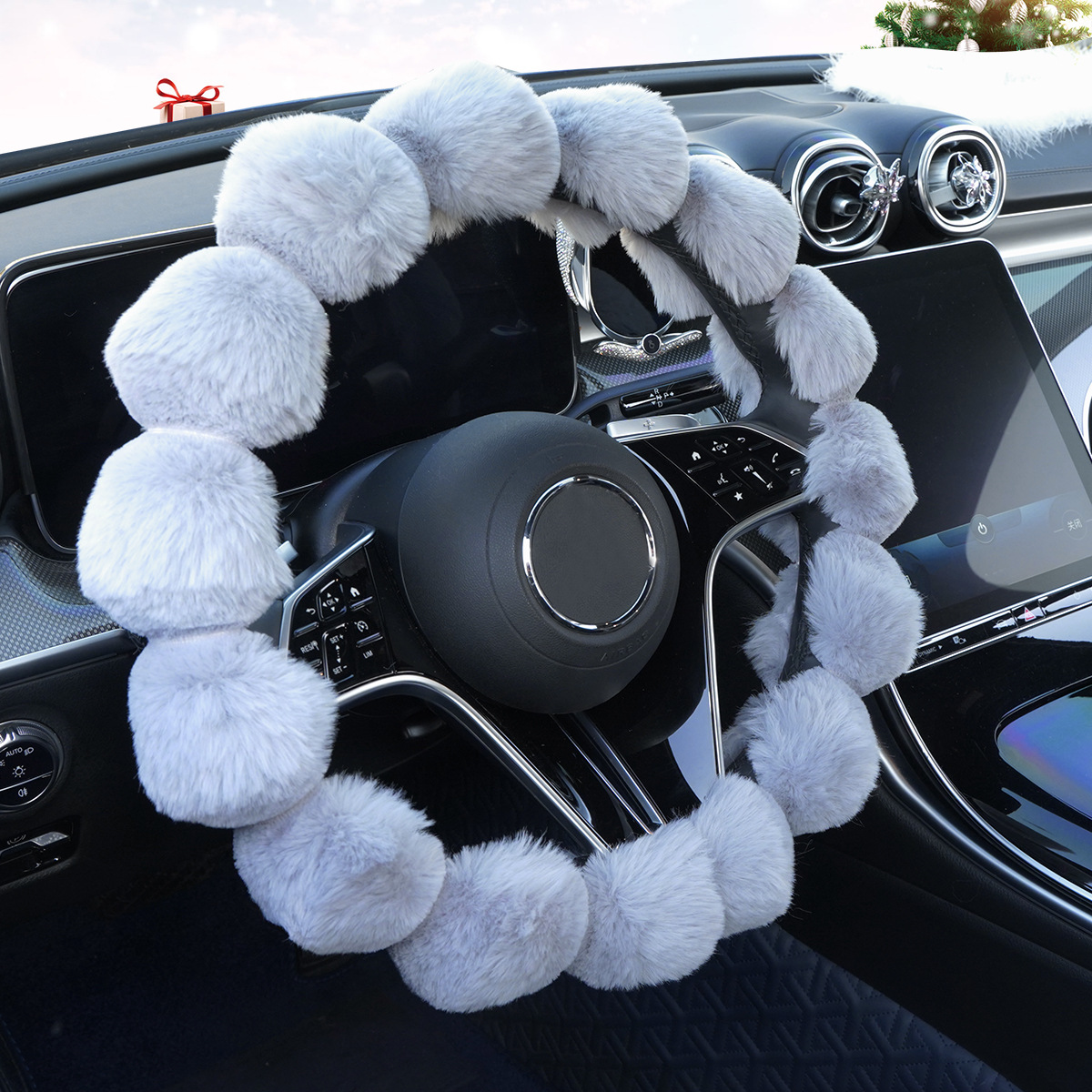 Car Steering Wheel Cover Winter Plush Cross-Border Foreign Trade Hot-Selling Decorative Non-Slip Warm Cute All-Season Universal Handle Cover